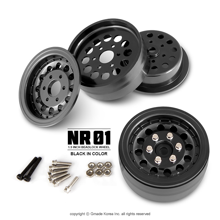 1.9 NR01 beadlock wheels (Black) (2) GM70224 - JunFacJapan