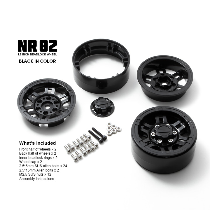 1.9 NR02 beadlock wheels (Black) (2) GM70264 - JunFacJapan